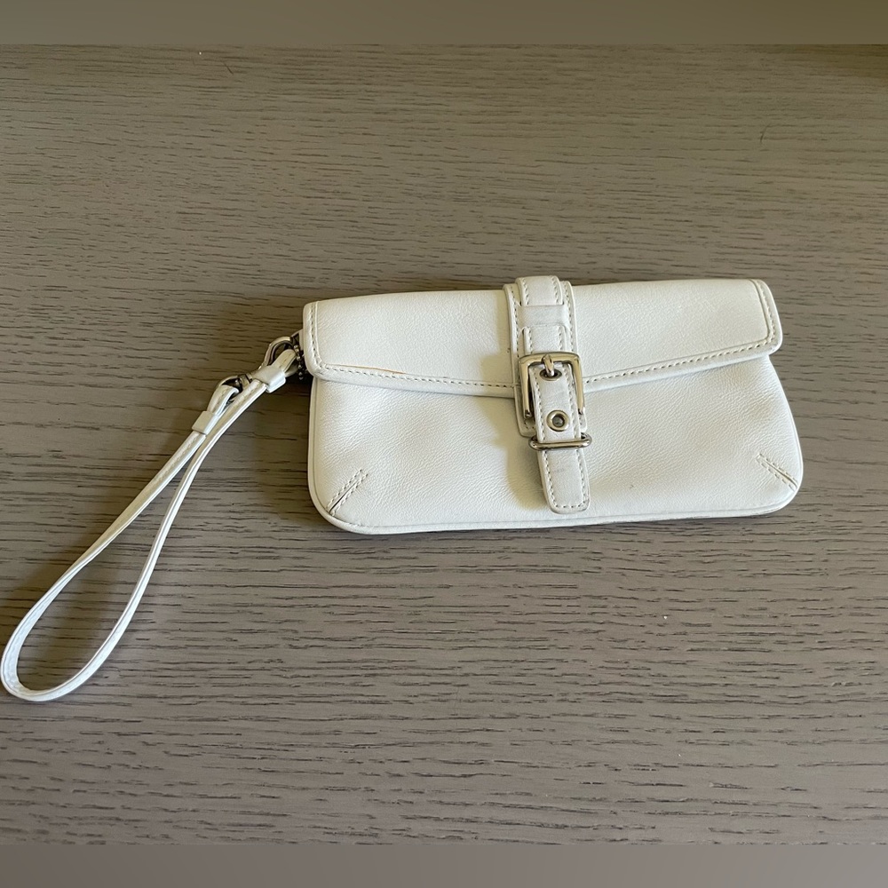 Coach White Leather Wristlet